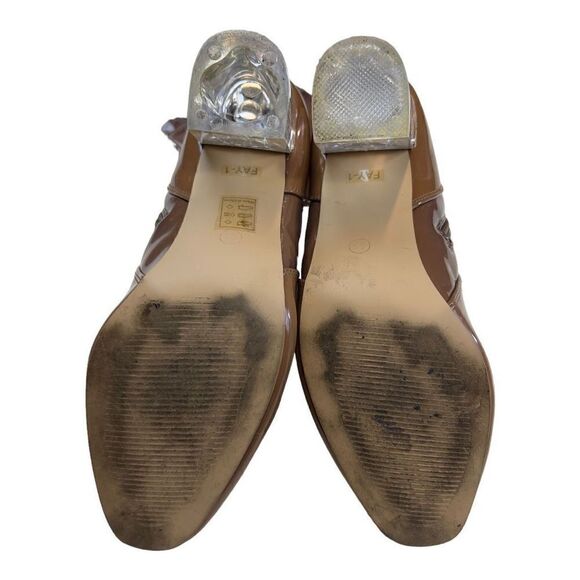 Cape Robbin Womens Patent Leather Clear Chunky Heels Ankle Bootie Brown Size 8.5 - Picture 7 of 11